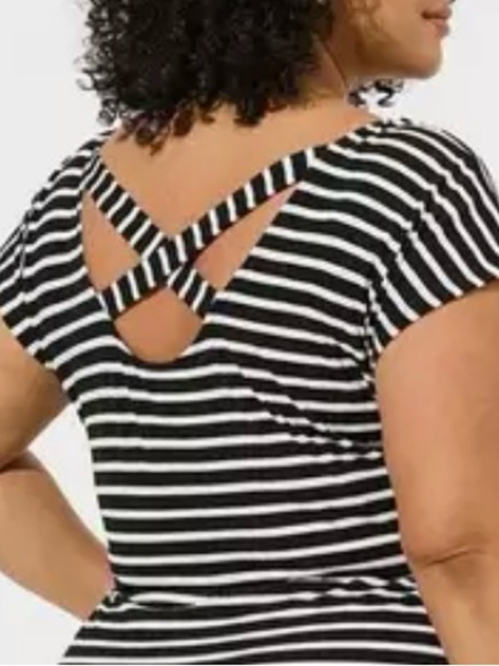 Torrid Goth Black & White Striped Sleeveless Dress Pockets NWT size - Picture 3 of 16